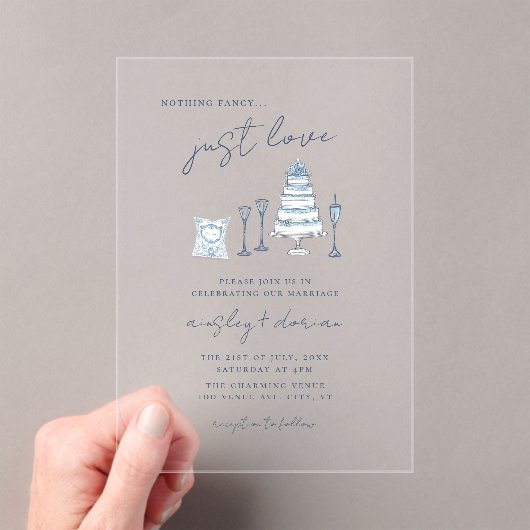 愛お洒落ファンシーの言葉は結婚ない アクリル招待状 (インサイチュ (ポータブル))