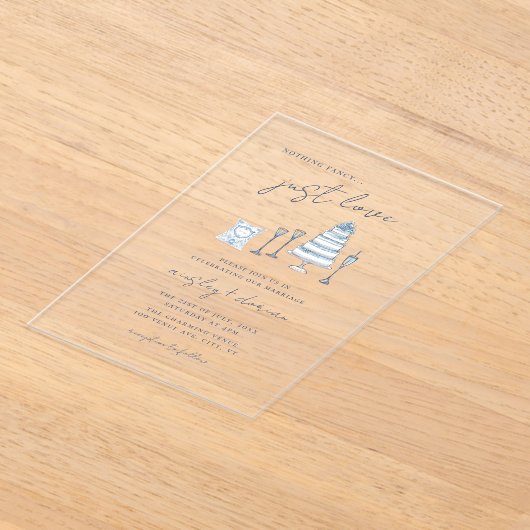 愛お洒落ファンシーの言葉は結婚ない アクリル招待状 (レイダウン)