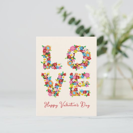 愛お洒落春の花カラフルありがとう ポストカード (スタンド正面)