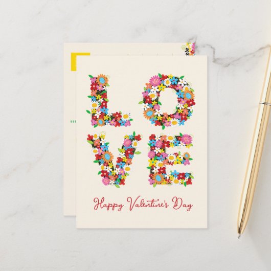 愛お洒落春の花カラフルありがとう ポストカード (正面/裏面インサイチュ)