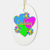 愛かぎ針で編むこと セラミックオーナメント (左)