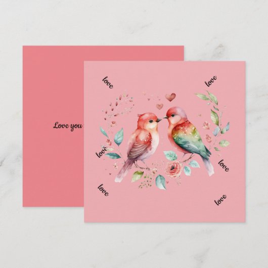 愛かわいいバレンタインラバードホリデーカード シーズンカード (正面/裏面)