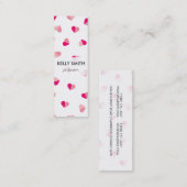 愛かわいいピンクのハートパターン スキニー名刺 (正面/裏面)