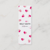 愛かわいいピンクのハートパターン スキニー名刺 (正面)