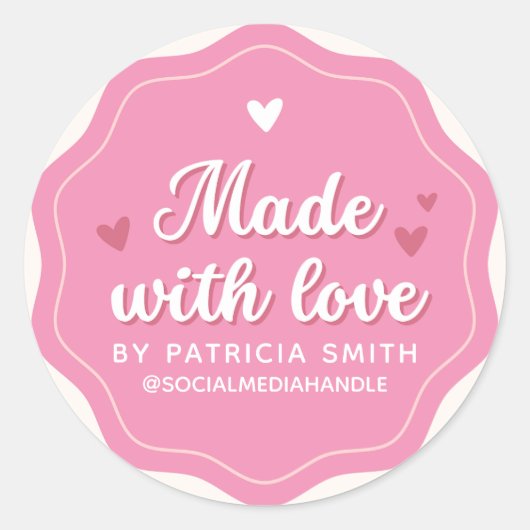 愛かわいいピンクのビジネスで独自のメイド ラウンドシール (正面)