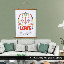 愛かわいいミニマル記念日 吊り下げ型タペストリー