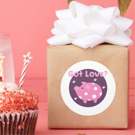 愛かわいい得かわいいピンク豚 ラウンドシール (パーティー)