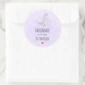 愛かわいい灰色の恐竜のおもちゃ水彩画 ラウンドシール (バッグ)