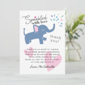 愛かわいい象のベビーと振りかけられて振りかけて下さい サンキューカード (スタンド正面)