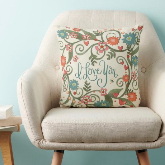 愛かわいらしするピンクのフローラ クッション