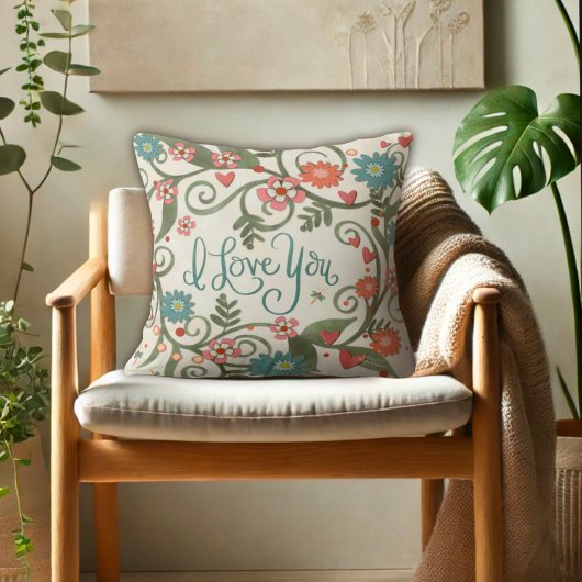 愛かわいらしするピンクのフローラ クッション