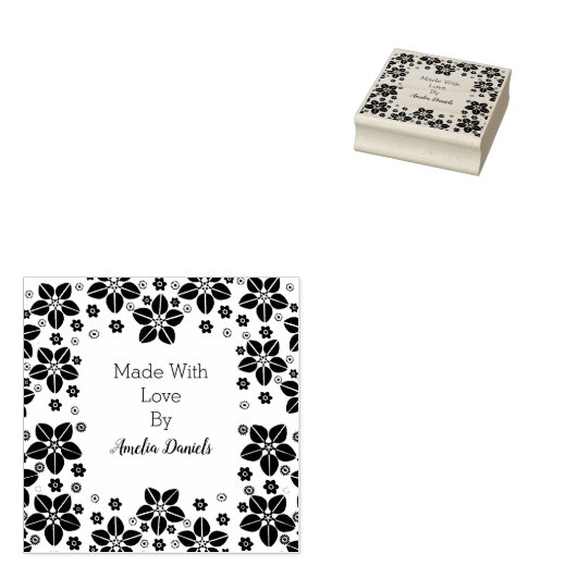 愛かわいらしで作った東洋花 ラバースタンプ (押印)