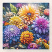 愛かわいらしアカラフルート花 ガラスコースター (正面)