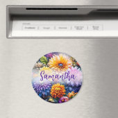 愛かわいらしカラフルアの花パーソナライズされた マグネット (インサイチュ (食洗機))