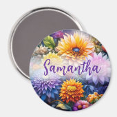 愛かわいらしカラフルアの花パーソナライズされた マグネット (正面/裏面)