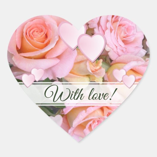 愛かわいらしバラとハート ハートシール (正面)