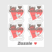 愛かわいらし赤いハートろうそく作り茶色 シール (シート)