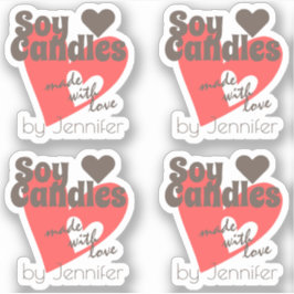 愛かわいらし赤いハートろうそく作り茶色 シール