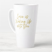 愛があなたと目覚めている背の高いラテマグ カフェラテマグ (左アングル)
