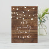 愛があればそれで十分。カップケーキのウェディングサイン 招待状 (スタンド正面)