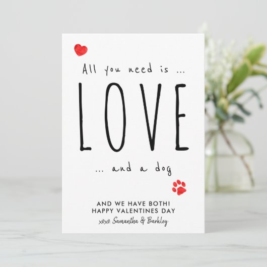愛があればそれで十分 & 犬 かわいい ハッピー バレンタインズ シーズンカード (スタンド正面)