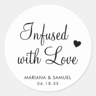愛がこもってます ブラック＆ホワイト 結婚式の引出物 ラウンドシール
