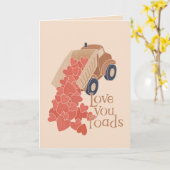 愛がたくさん ダンプトラック ハートのバレンタイン カード (黄色い花)