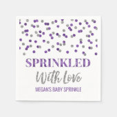 愛がちりばめられた紫の銀の紙吹雪 スタンダードカクテルナプキン (正面)