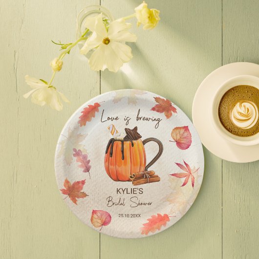 愛がにじむ 秋のブライダルシャワー モノグラム ペーパープレート