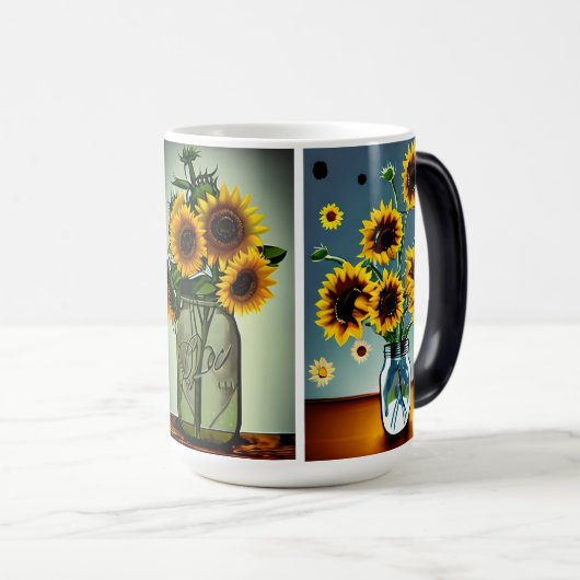 愛がひまわりの花を花瓶で作った モーフィングマグカップ (正面右)