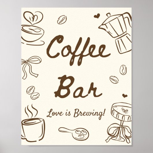 愛がコーヒーとともに… ブライダルシャワーのためのコーヒーバー ポスター (正面)