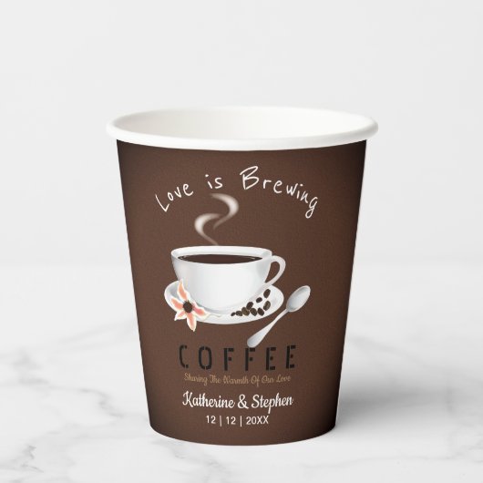愛がコーヒーをブレンド ウェディングギフト 紙コップ (裏面)