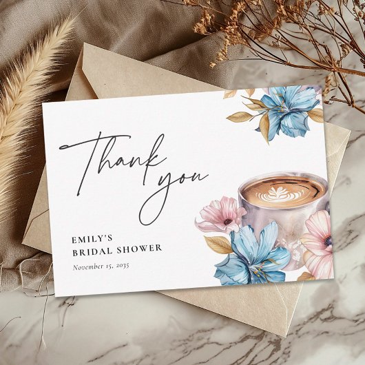 愛がコーヒーを淹れている ブライダルシャワー サンキューカード