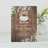 愛がコーヒーを醸造しているバー素朴ブライダルシャワー 招待状 (スタンド正面)