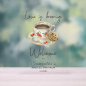 愛がコーヒーを醸造しているブライダルシャワー歓迎 アクリルサイン (ニュートラル)