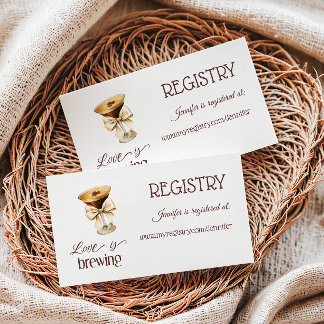 愛がコーヒーカップに溶け込む ブライダルシャワーレジストリー エンクロージャーカード