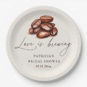 愛がコーヒー豆を淹れている ブライダルシャワー ペーパープレート (正面)