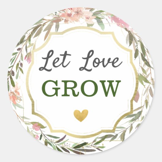 愛がフローラ素朴の結婚ブライダルシャワー ラウンドシール (正面)