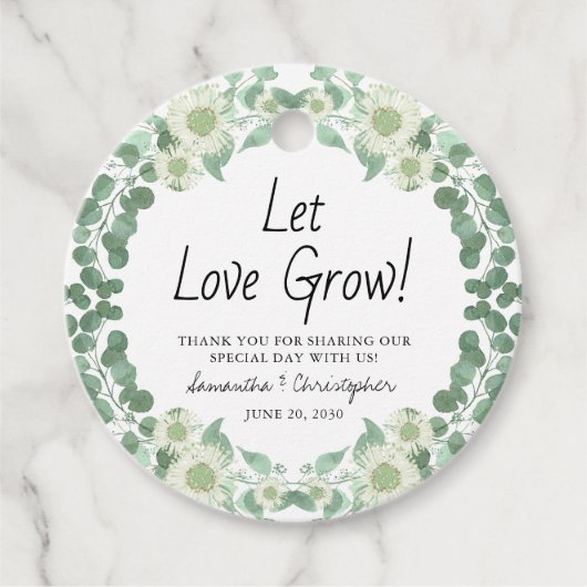 愛がユーカリの葉を育ててくれてありがとう結婚。 フェイバータグ (正面)