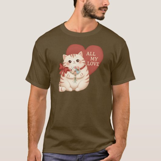 愛が全部だよ トラ猫 Tシャツ (正面)