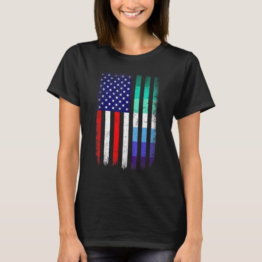 愛が勝つゲイメンズプライドアメリカ国旗Lgbt Prid Tシャツ (正面)