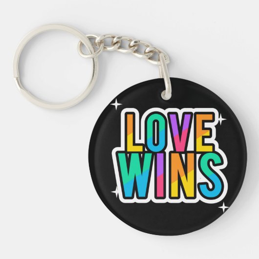 愛が勝つ。LGBTQ+プライド。虹。キーホルダー キーホルダー (正面)