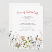 愛が咲いているフローラカップルブライダルシャワー 招待状 (正面/裏面)