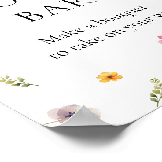 愛が咲いているブライダルシャワー花バー ポスター (角)