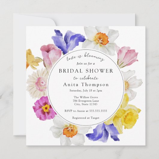 愛が咲いている春フローラブライダルシャワー 招待状 (正面)