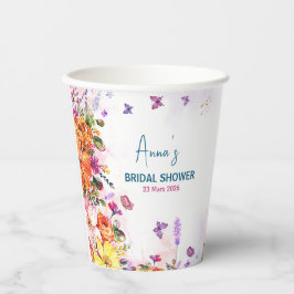 愛が咲き誇る カラフルな野の花 ブライダルシャワー 紙コップ