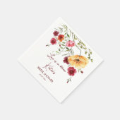 愛が咲き誇る バーガンディの花 ブライダルシャワー スタンダードカクテルナプキン (角)