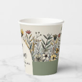 愛が咲き誇る - ボヘミアンフラワーのブライダルシャワー 紙コップ (裏面)