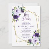 愛が咲くパープルフラワーブライダルシャワー 招待状 (正面)