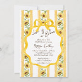 愛が咲くヒマワリのストリップド ブライダルシャワー 招待状 (正面)